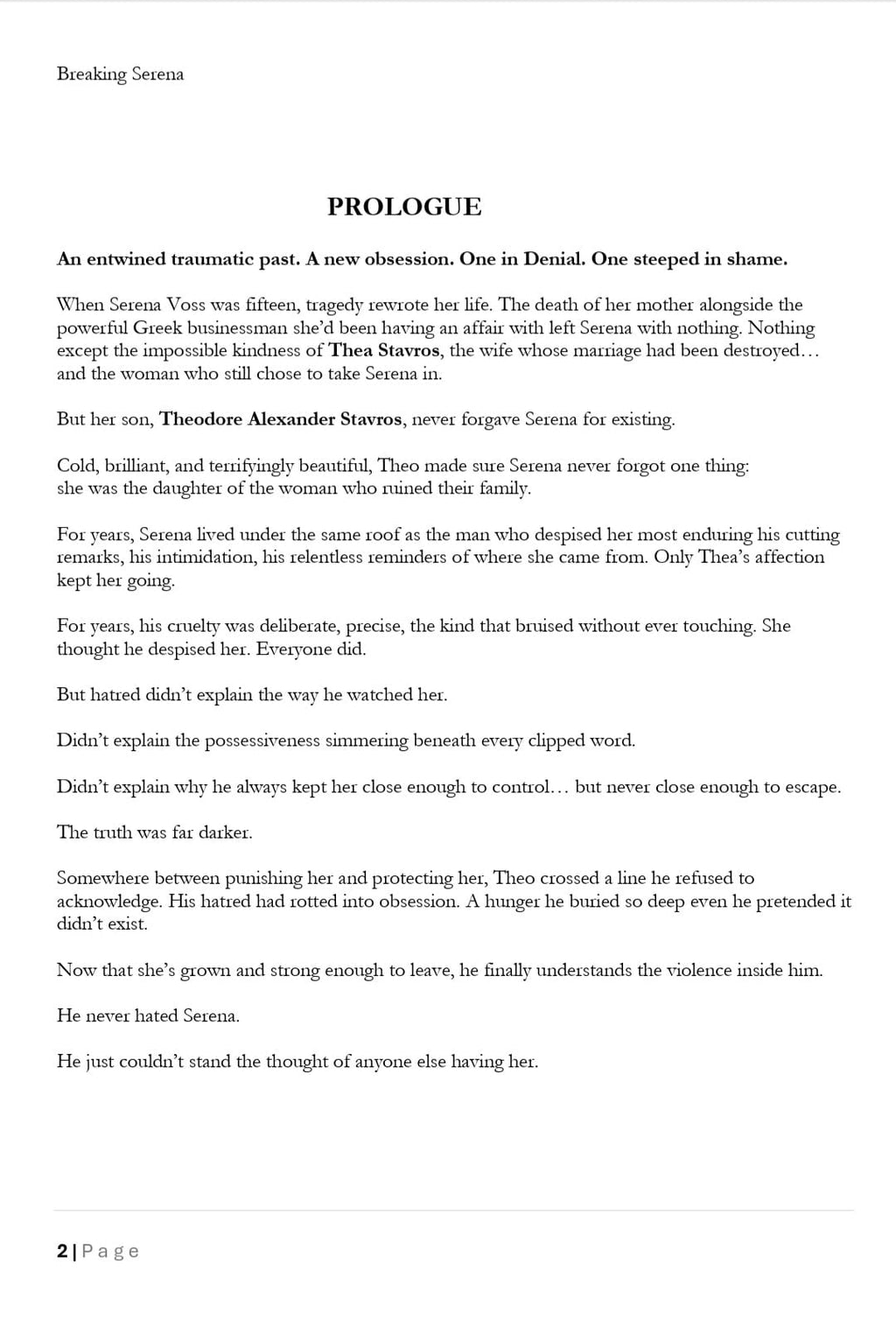 Breaking Serena - Full Exclusive Rights