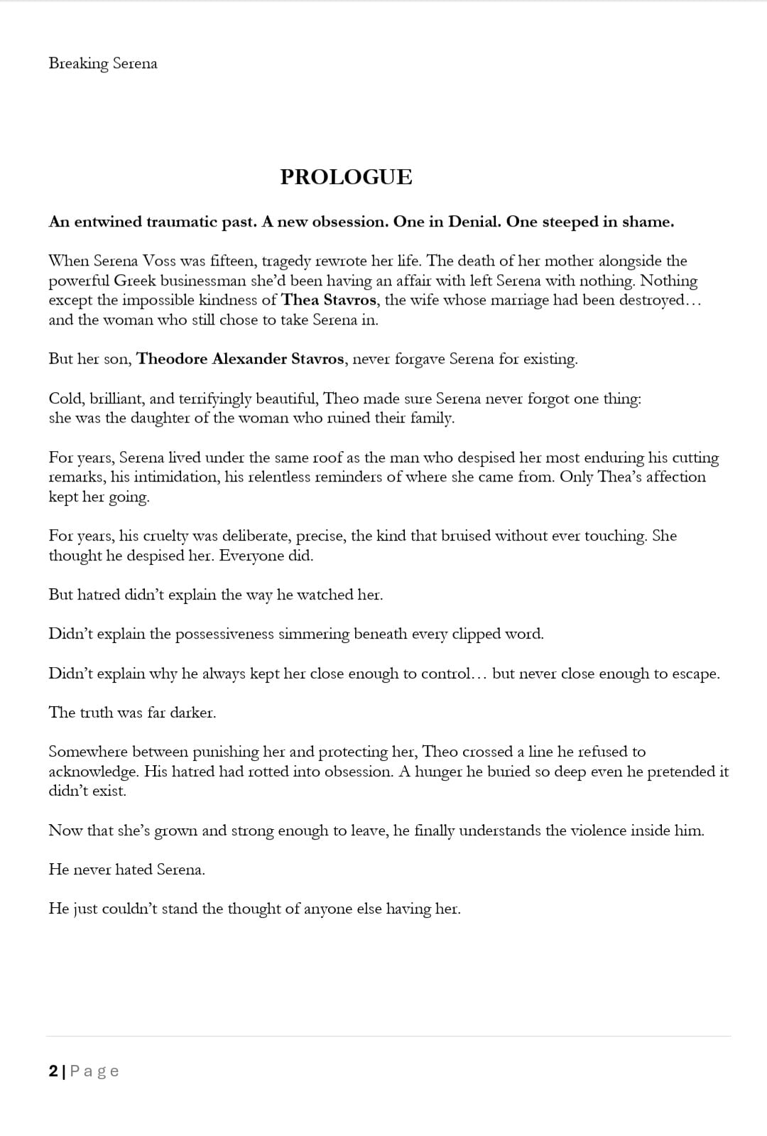 Breaking Serena - Full Exclusive Rights