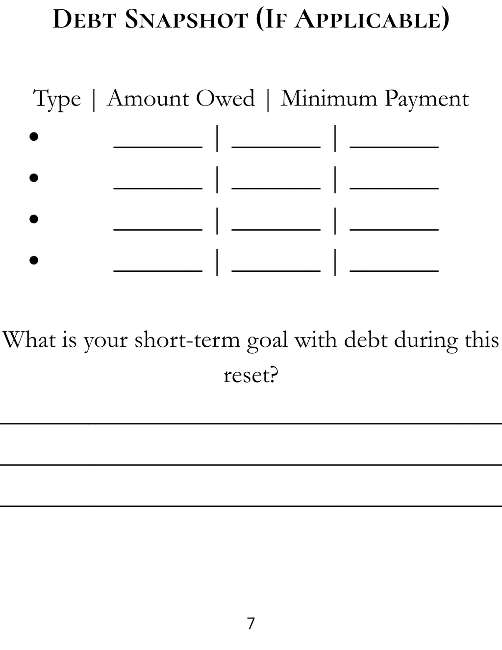 90-Day Financial Reset Planner