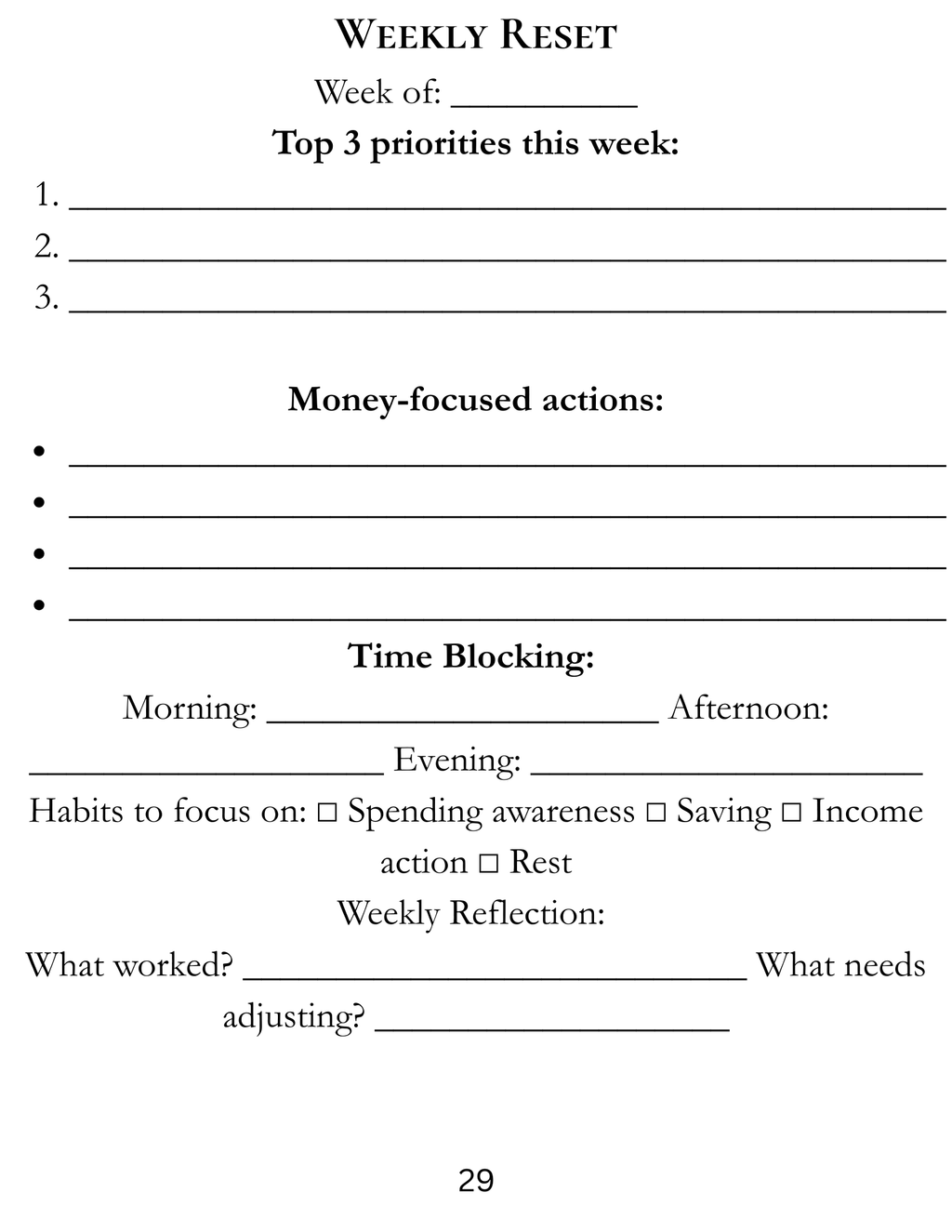 90-Day Financial Reset Planner